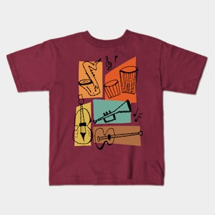 Mid Century inspired Musical Instruments Kids T-Shirt